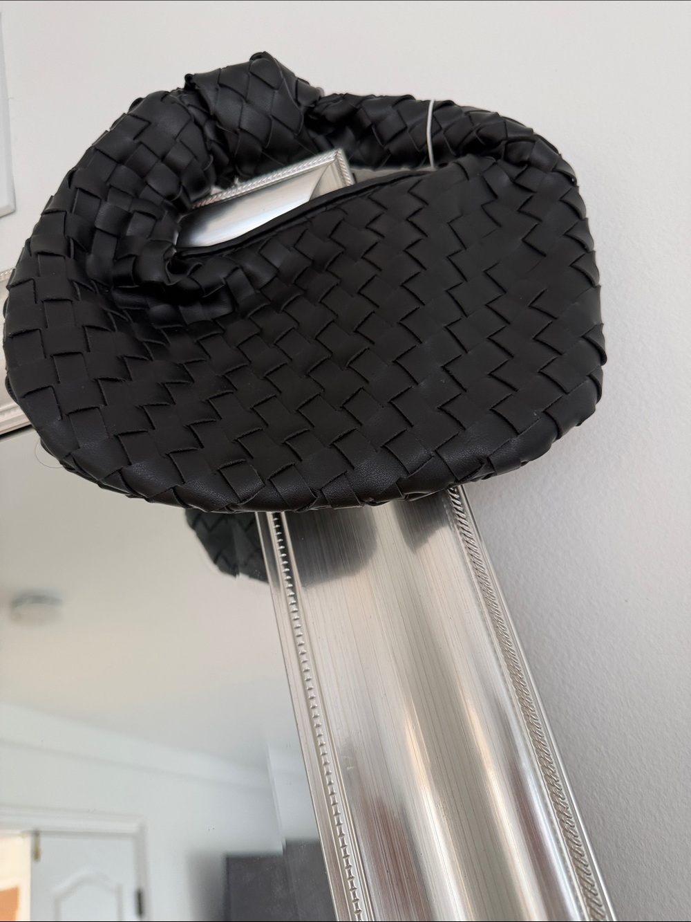 Anthropologie Black Woven Clutch Wristlet